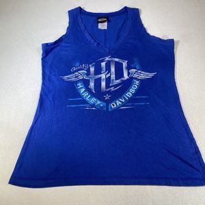 Harley-Davidson Vintage 90’S Women's Tank Top Xl - Blue - Daytona Beach Florida